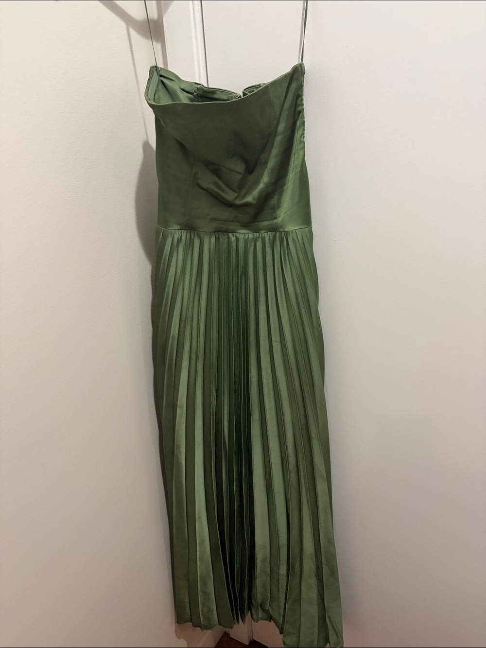 Abercrombie & Fitch Olive Green Pleated Maxi Dress